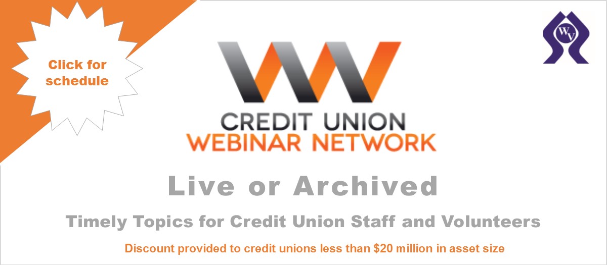 Credit Union Webinar Network - click for schedule.